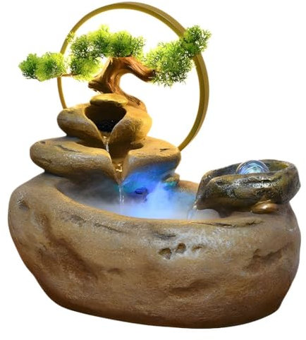 Decoraciones De La Casa Adornos for Fuente de Agua de Escritorio con rocalla, Rueda de Agua circulante for Oficina, decoración de Fuente de Escritorio for Estudio Fuente De Escritorio