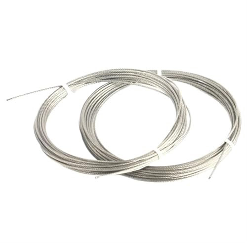 NJIEzhao Drahtseil aus Edelstahl 304, Durchmesser 0,3–4,0 mm, for Heben von Drähten. Drahtseil(2.0mm 7x19,30 Meters)