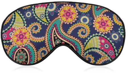 Bequemer Augenschutz für die Nacht, bunte Paisley-Blumen-Augenabdeckung, weiches elastisches Band für Damen und Herren
