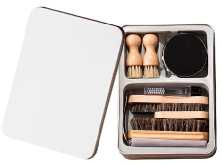 pistro Kit d'entretien de chaussures de voyage pour homme et femme avec 2 chiffons de polissage et brosses, claire, Taille unique