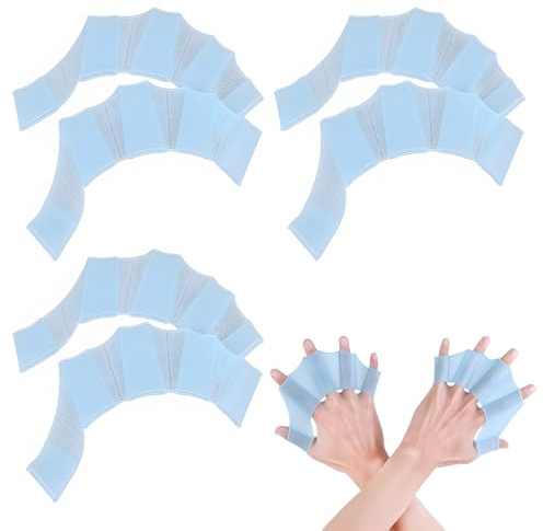 3 Paar Schwimmhäute für die Finger, Schwimmhandschuhe, Silikon Handschuhe, Webbed Handschuhe, Hochelastisch, Handpaddel, Trainingshandschuh, Schwimmflossen für Erwachsene (L,Blau)