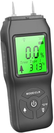 SEWACC Digitaler Feuchtigkeitsmesser und Datenhaltefunktion für Holz und Mauerwerk mit Lcd Anzeige Hintergrundbeleuchtung Leichtes ABS Gehäuse für Landwirtschaft und Handwerk