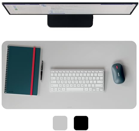 Leitz Schreibtischunterlage aus Recycling-Leder, Rutschfeste Schreibtischmatte mit Tastatur- und Mauspad, nachhaltig, Hellgrau, 70 x 36 cm, 53850085