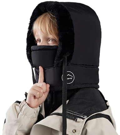 YAMEE Sturmhaube Kinder Warme, Wintermütze Mädchen mit integriertem Hals- und Gesichtsschutz,Skimaske für Jungen Verstellbare