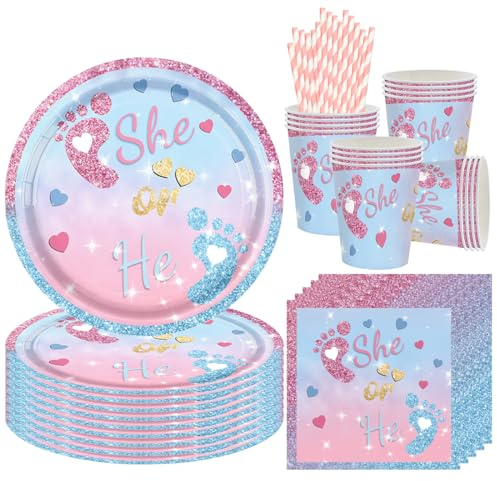 68 Pièce Assortiments Baptême Bébé Vaisselle de Fete, Vaisselle Anniversaire Baptême Bébé, Decoration Anniversaire Enfant Assiette Tasse Serviette