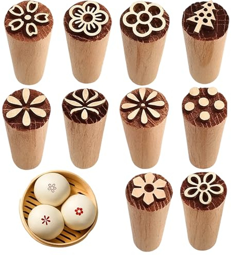 10 Stück Holzstempel, Stempel Für Ton Und Keramik,Keksstempel,Tonstempel Set Mit Verschiedenen Mustern, Ideal Für Gebäck, Teig, Keksen, Gemälden Verwendet Werden, Perfekt Für Diy Projekte Und Kreative