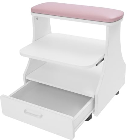 XIAYUHE Chariot de service Chariot de coiffure, chariot à 3 niveaux pour manucure et pédicure, capacité de charge 50 kg, chariot avec roulettes, rose, 52 * 41 * 55 cm, pour pédicure, massages, soins