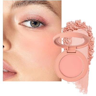 Blush Poudre, Abricot Orangé Fini Mate Naturelle, Longue Durée Waterproof | Fard a Joue Pigmenté Intense Veloutée Blush Crème, Utilisable Fard a Joue et Fards à Paupières, Cadeau Maquillage Femme
