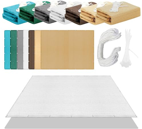 Large Rectangular Sun Shade Canopy 588x669 cm - 98% UV Protection for Garden Patio Yard & Garage - Breathable Right Angle Sail with Free Rope White