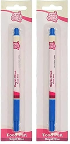 FunCakes Food Pen Bleu Royal: Stylo Alimentaire pour Décoration de Gâteaux, Pâtisseries et Desserts, Pointe Flexible pour Lignes Épaisses et Fines, Idéal pour Personnaliser, Certifié Halal (Lot de 2)