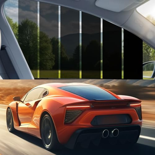 Tönungsfolie Auto 75cm x 3m Auto Scheibentönungsfolie Selbstklebend Sichtschutzfolie, UV & IR Schutz, Gegen Hitze und Blendung, Kratzfeste Sichtschutzfolie für Auto, Van, LKW, Hausfenster (50% VLT)