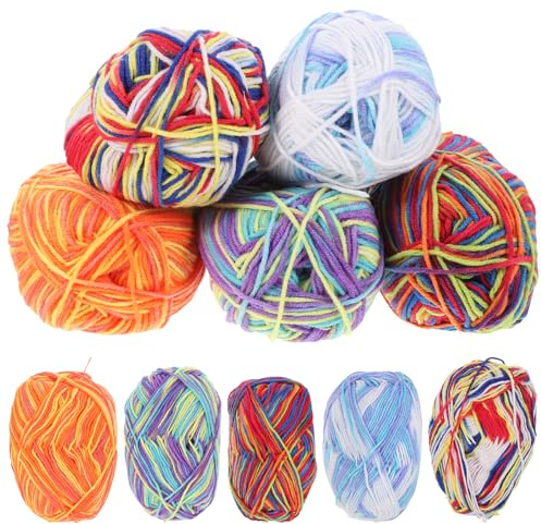 Healeved 10 Knäuel Regenbogengarn zum Häkeln aus Baumwolle Leicht und Fluffig für Decken und Babykleidung Mehrfarbiges Strickset für Kreative Handarbeiten