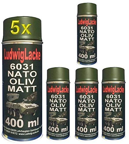 LudwigLacke NATO Oliv MATT 5 Spraydosen je 400ml RAL 6031 Profiqualität
