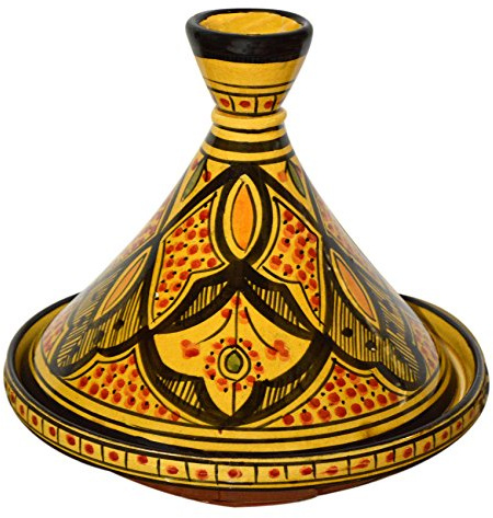 Moroccan Handmade Serving Tagine Exquisite Ceramic With Vivid colors Original 10 Inches in Diameter Yellow