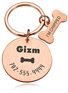 Personalized Dog Cat Tags Engraved Cat Dog Puppy Pet ID Name Custom Engraved Necklace Chain Charm Supplies For Pets Tag Products,Rose Gold,30x30mm