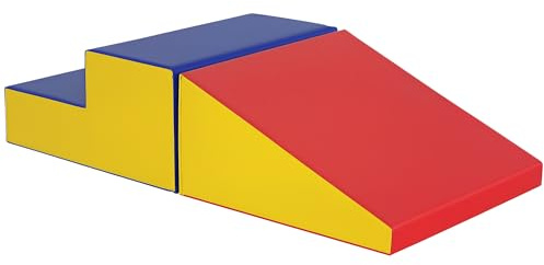 HOMCOM Soft Play Set, 2-Piezas Niños Trepar y Gatear Espuma Juguetes de Actividad, Equipo de Juego Suave para Niños Pequeños 12-36 Meses, Rojo
