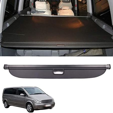 ZhanHY Einziehbarer Auto Laderaumabdeckung Rollo für Mercedes Benz V Class Viano Vito, Hutablage Zum Schutz Der PrivatsphäRe Cargo Cover