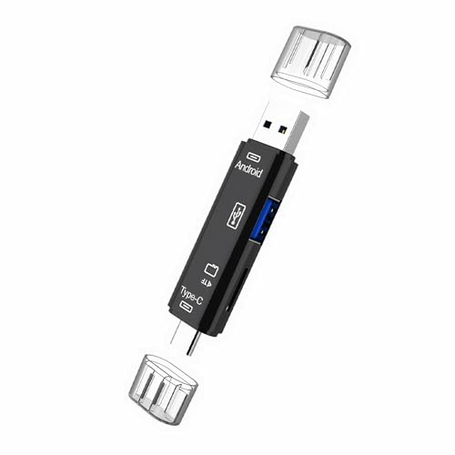 SD-Kartenleser, Dual USB 3.0, Micro USB & USB-C Stecker, Hochgeschwindigkeits-Adapter für Micro SD/TF-Karten – Ideal für Phone 15/16, Android, Mac Book & Windows - Von LokoBatii (Schwarz)