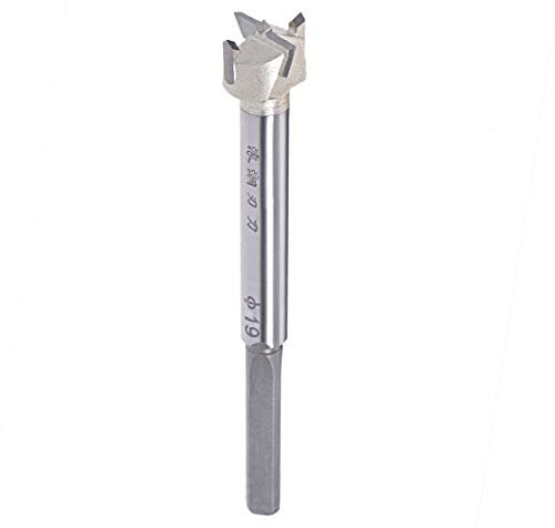 sourcing map Forstner Bohrbits 19mm Hartmetall Wolfram Holz Schneckenöffner 120mm Länge Loch Säge Holzbearbeitung Scharnierloch Bohrenbohrung Bit Cutter(Beige, Silberton)