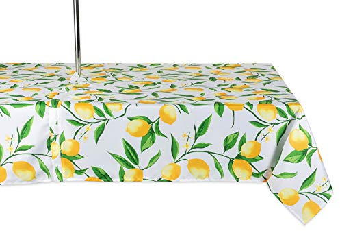 DII CAMZ11293 - Tovaglia per esterni primaverile e estate, impermeabile con cerniera e foro per ombrelli, feste in cortile, barbecue e riunioni di famiglia (posti da 6 a 8), 60 x 84 W, Lemon Bliss