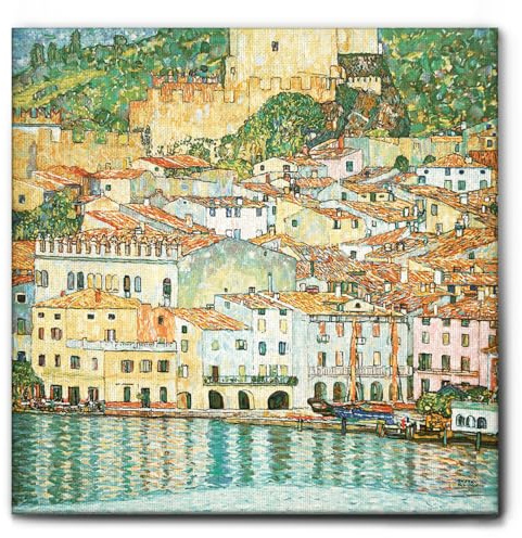Giallobus - Gemälde - Gustav Klimt - Malcesine sul Garda - Leinwand mit Standardrahmen - 70x70 - Bereit zum Aufhängen - Moderne Gemälde für zu Hause