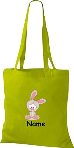 Shirtinstyle Stoffbeutel Tasche, Tiermotiv Hase mit Wunschnamen, Natur Zoo Tiere Animal, Geschenk, Baumwolltasche, Logo, Spruch, Verwandschaft, Motiv, Farbe Braun