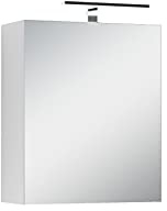 byLIVING Spiegelschrank Spree, Korpus Mattweiß Spiegeltüren | Hängeschrank, Soft-Close-Funktion, inkl. LED-Beleuchtung, Badschrank mit Stecker- und Schalterdose, B 50, H 60, T 20 cm