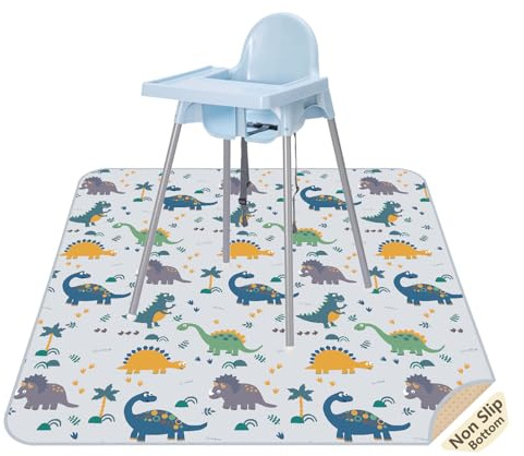 Baby splat golvmatta för barnstol/konst/hantverk av CLCROBD, 130 cm vattentät halkfri matstänk spill matta för att äta röra, tvättbart golvskydd och bordsduk (dinosaurie)