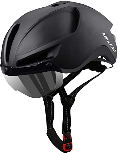 Fahrradhelm,KINGLEAD Fahrradhelm Herren Damen mit Visier Abnehmbarem Magnetischem MTB Helm Erwachsene mit USB Licht Waschbares Innenfutter Radhelm Herren Einstellbar 57-62CM (KL088)