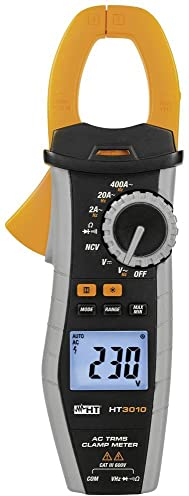 HT Pinza amperometrica TRMS per corrente AC 400A, ensione AC/DC fino a 600V, Resistenza, Continuità e Prova Diodi, HP003010