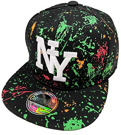J26 Kids Kinder Snapback Teenies USA Cap Teenie Kappe Basecap Mütze Trucker Cappy Sport NY (Schwarz Grün)