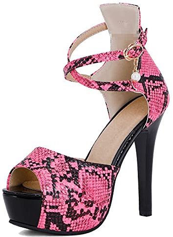CHICMARK Eleganti sandali da donna con cinturino a croce e tacco a spillo, Fucsia, 47 EU