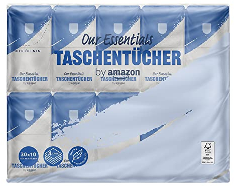 by Amazon Taschentücher 4-lagig, 300 Stück (30 Packungen mit 10)
