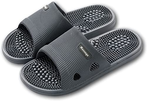 Xnlonby Slippers for Women Men Foot Massage Plantar Fasciitis Sliders House Ladies Sandals Shower Shoes Non-Slip Quick Drying Pool Slides Beach Sandals Indoor and Outdoor Unisex Size 7-7.5 Gray