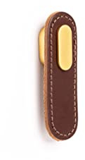 Gedotec Möbelgriffe | 1 Stück - Schrankgriff aus braunem Leder - goldener Knauf | OBLONG | modernes elegantes Design | Maße: 22 x 70 mm | Falttüren-griffe - Schubladengriff - Küche - Türgriffe