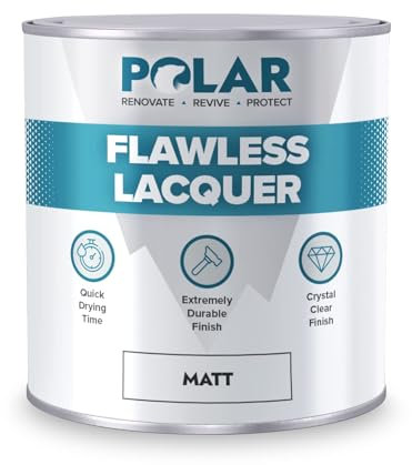 Polar Clear Lacquer Paint - 1 Litre | Matt Finish | Quick Drying & Durable Lacquer for Wood, Plastic, Metal, Concrete, Glass & Ceramics | Water Resistant Coating for Interior & Exterior Surfaces
