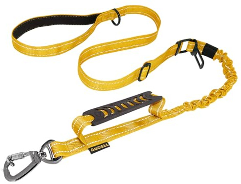 AUBELL Laisse pour chien de grande taille, réglable avec ceinture de sécurité de voiture et poignée rembourrée, laisse robuste pour dressage de chiens de taille moyenne, laisse élastique solide, 1,2 à