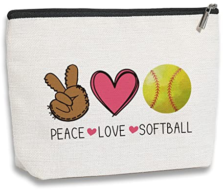 kdxpbpz Softball Gifts Makeup Bag Inspirational Gifts for Women Her Softball Lovers Mom Grandma Sister Birthday Gifts for Female Coworker Friend BFF Besties
