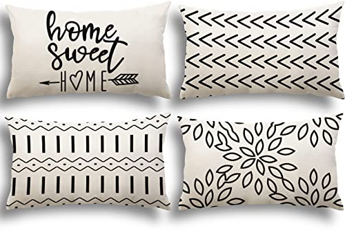 YCOLL Kissenbezug 30x50 cm, 4er Set Leinen Kissenhüllen Dekokissen für Sofa, Couch, Gartenbett – Weiche Zierkissenbezüge für Wohnzimmer & Schlafzimmer