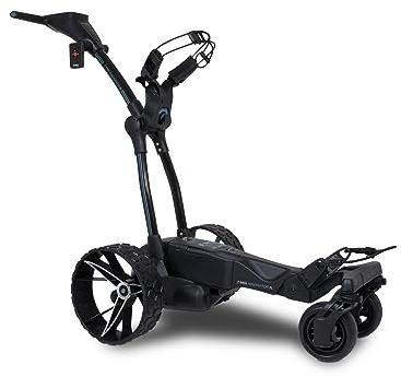 MGI Navigator Ai GPS+ Electric Golf Cart - 36 Hole Lithium Battery - Remote Control - Accessories Included (Drink, Umbrella, & GPS Phone Holder), Plastic material, Black