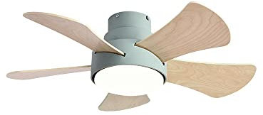 Lámpara ventilador de techo DC Verde Gregorio 25W 5 Asp. Blanco Haya 2495 Lm 3000-4000-6000 K