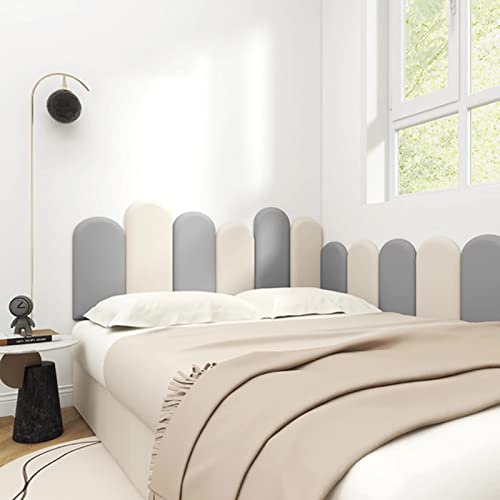 XILYZMO Upholstered Wall Panels, Removeable Playroom Protection Panel, 3D Self-Adhesive 3.5cm Wall Stickers, PU Anti-Collision Soft Headboard, Easy Install(Grey,120x45cm)