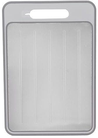 Defrosting Tray, Grey Cutting Board with Sharpener Garlic Grater Double Sided Chopping Board for Kitchen Food Preparation