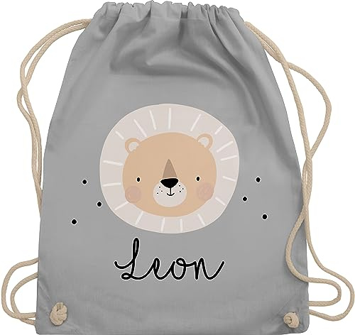 Turnbeutel Rucksack - Süßes Löwenmotiv Geschenk Löwe Geschenke Löwen I König der Tiere - Unisize - Hellgrau - personalisierter beutel wechselkleidung personalisierte kindergartentasche tier