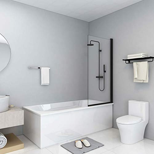 LAPOOH Duschkabine ESG, Duschabtrennung, Schiebetür Dusche, Duschwanddichtung, Duschkabinen Ersatzteile, Dusche Eckeinstieg, 68x130 cm Schwarz