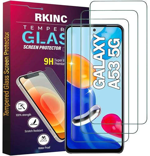 RKINC 3 Stück, Panzerglas Schutz Glas für Samsung Galaxy A53 5G, Panzer HD Displayschutzfolie, 0,33 mm kratzfest, splitterfrei, blasenfrei
