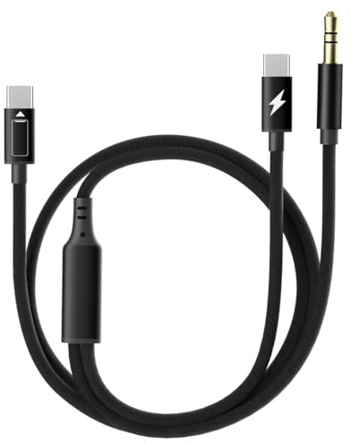 IVSHOWCO USB C auf USB C Ladekabel PD60W, USB Typ C auf 3,5 mm Audio + Schnellladekabel, 3,5 mm Kopfhörer-Aux-Buchse, geflochtenes Nylonkabel für iPhone 15 Pro Max/Plus iPad Galaxy S24 Ultra Pixel