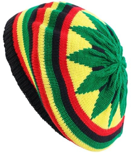 Muteitt Rasta-baskenmütze Aus Wollstrick, Jamaikanische Reggae-mütze, Bunte Hippie-Beanie-hüte, Gehäkelte, Gestrickte, Lockere Baggy-mütze Für Männer Und Frauen