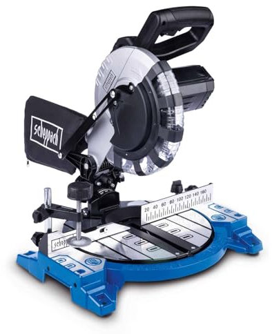Scheppach Kappsäge HM80L mit Laser | Schnitthöhe 60mm | Schnittbreite 120mm | 1500W | Sägeblatt-Ø 210mm 24Z | beidseitig schwenkbarer Sägekopf | Gehrungssäge | Werkstückauflage & Spanner (HM80L 2024)