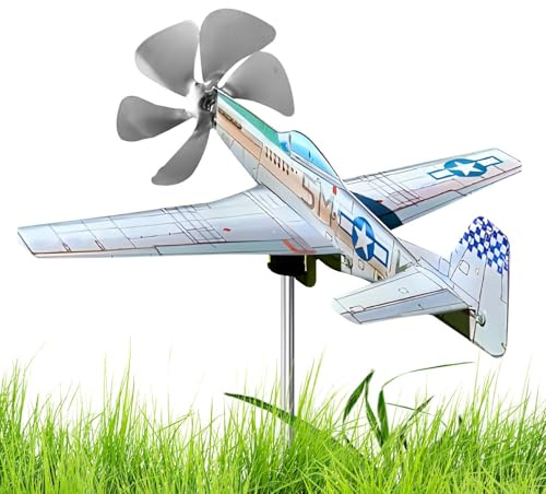 COMFOLIVING Girouette d'avion – Rotation à énergie éolienne – Attrape-vent en avion résistant aux intempéries – Sculpture de vent pour extérieur